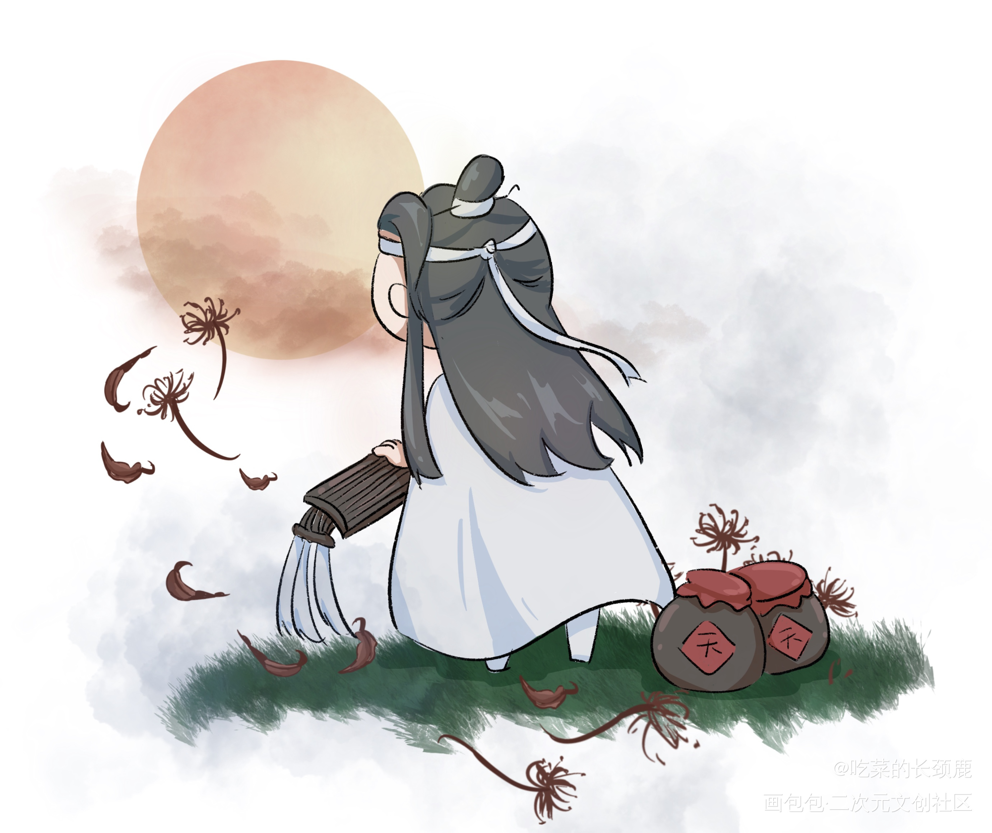魏婴，归否？_魔道祖师蓝忘机Q版唤醒春日主题打卡绘画作品