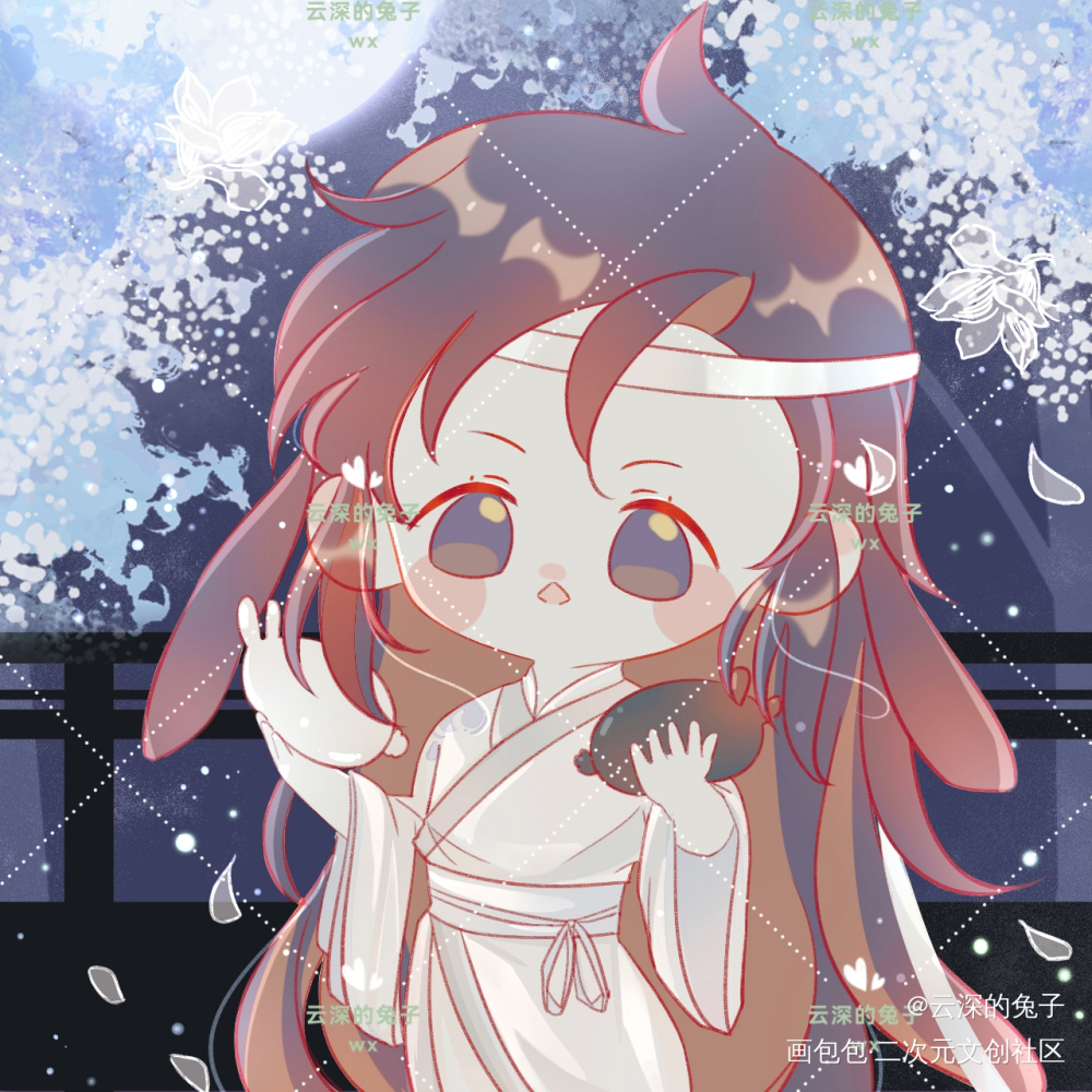 带抹额的蓝家羡宝_魔道祖师忘羡魏无羡Q版绘画作品