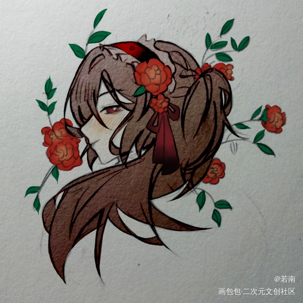 玫瑰的拟人吧_铅笔摸鱼页绘画作品
