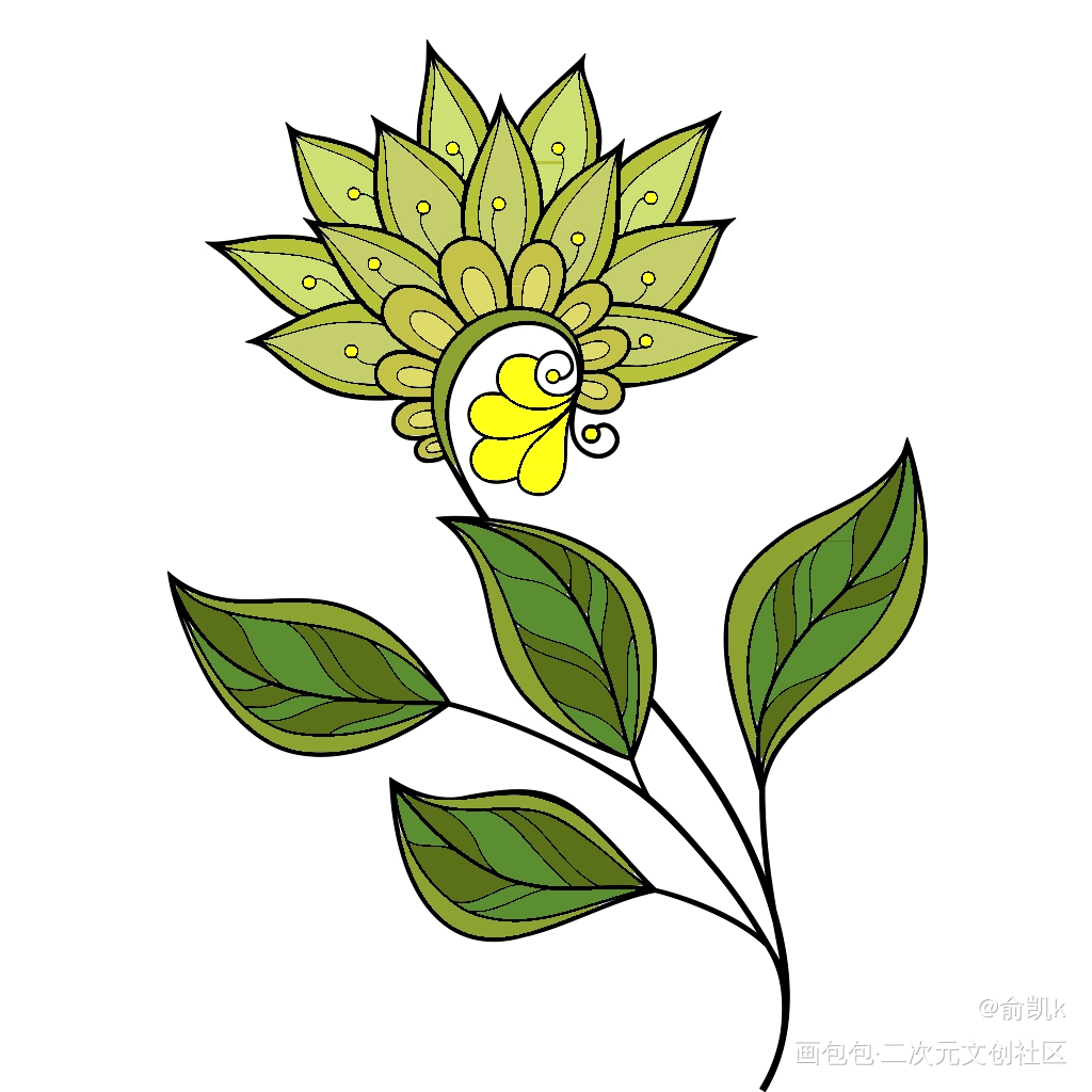 花_手绘平涂绘画作品