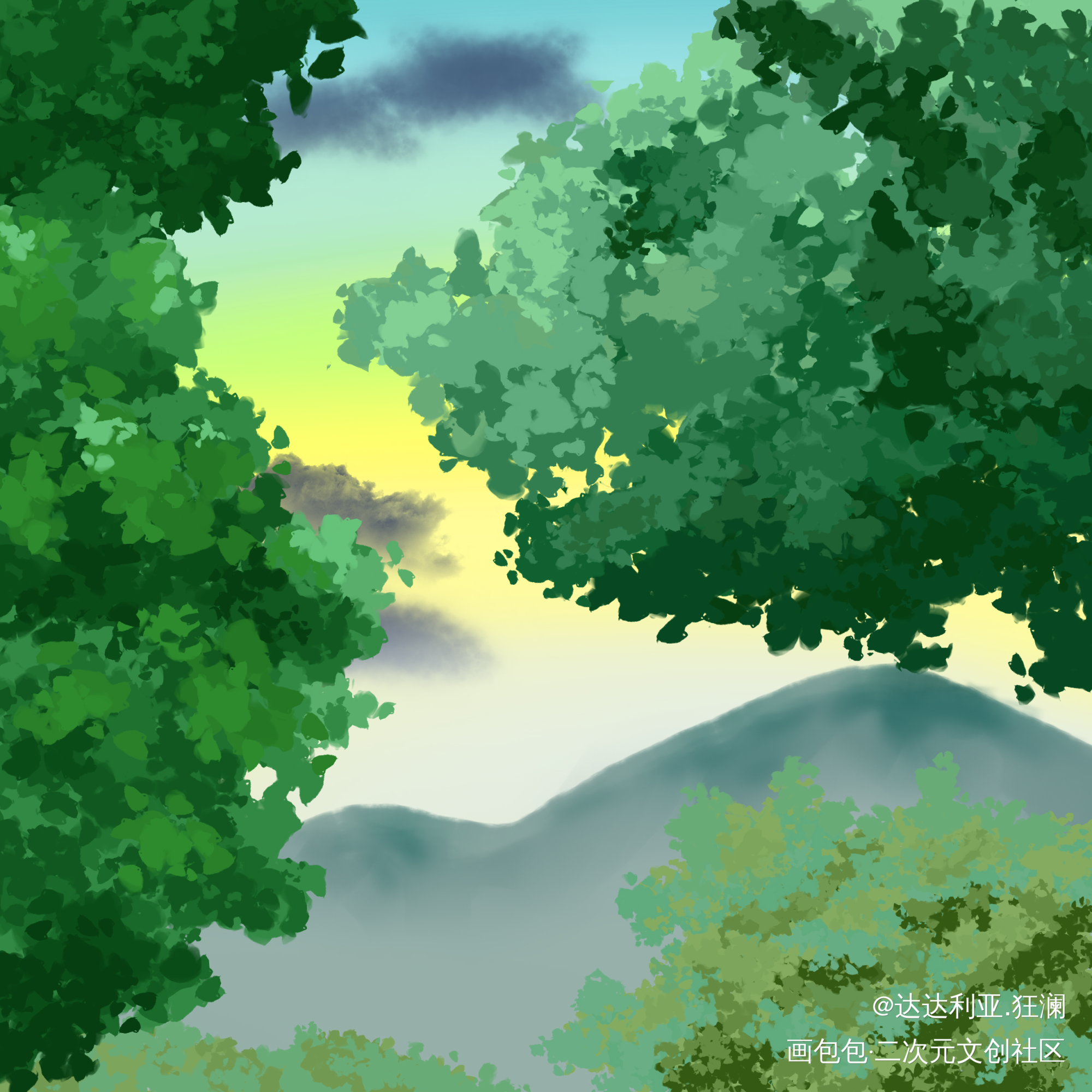 春日树林_日系绘画作品