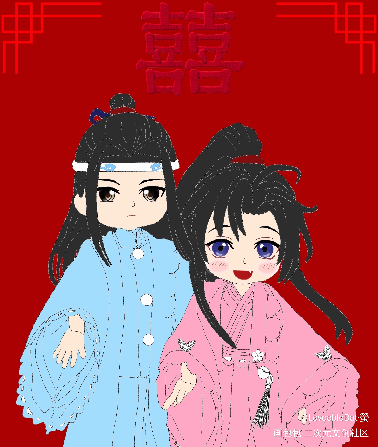 忘羡手办版_魔道祖师忘羡绘画练习绘画作品