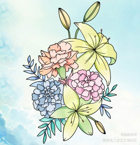 绣球_平涂绘画作品