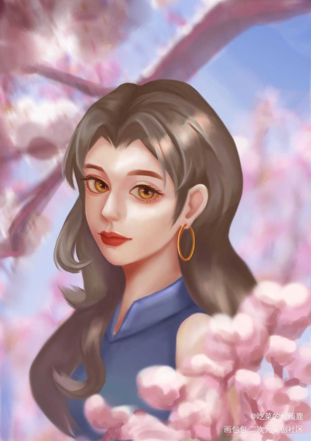 我在花丛中等你_厚涂原创oc绘画作品