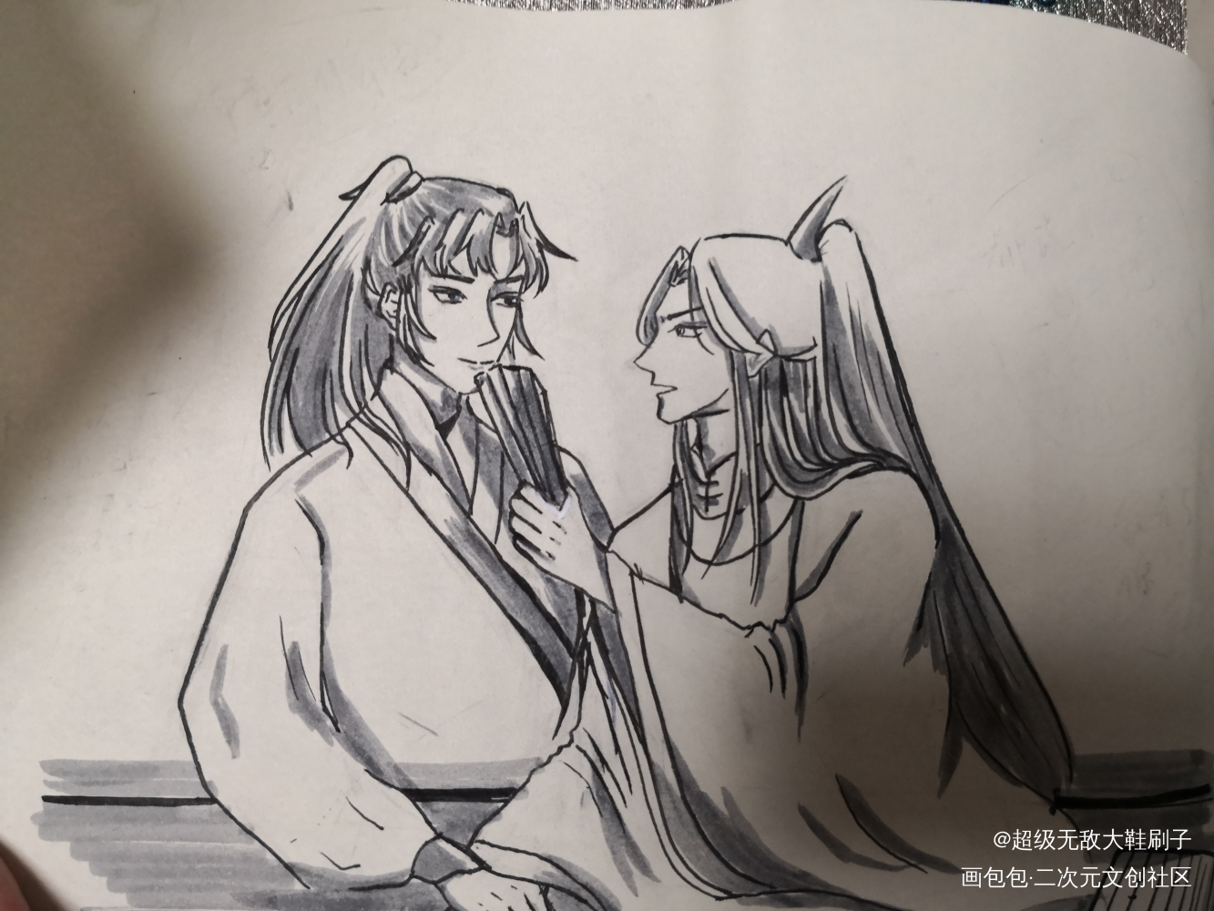 浅发一下_二哈和他的白猫师尊燃晚手绘绘画作品