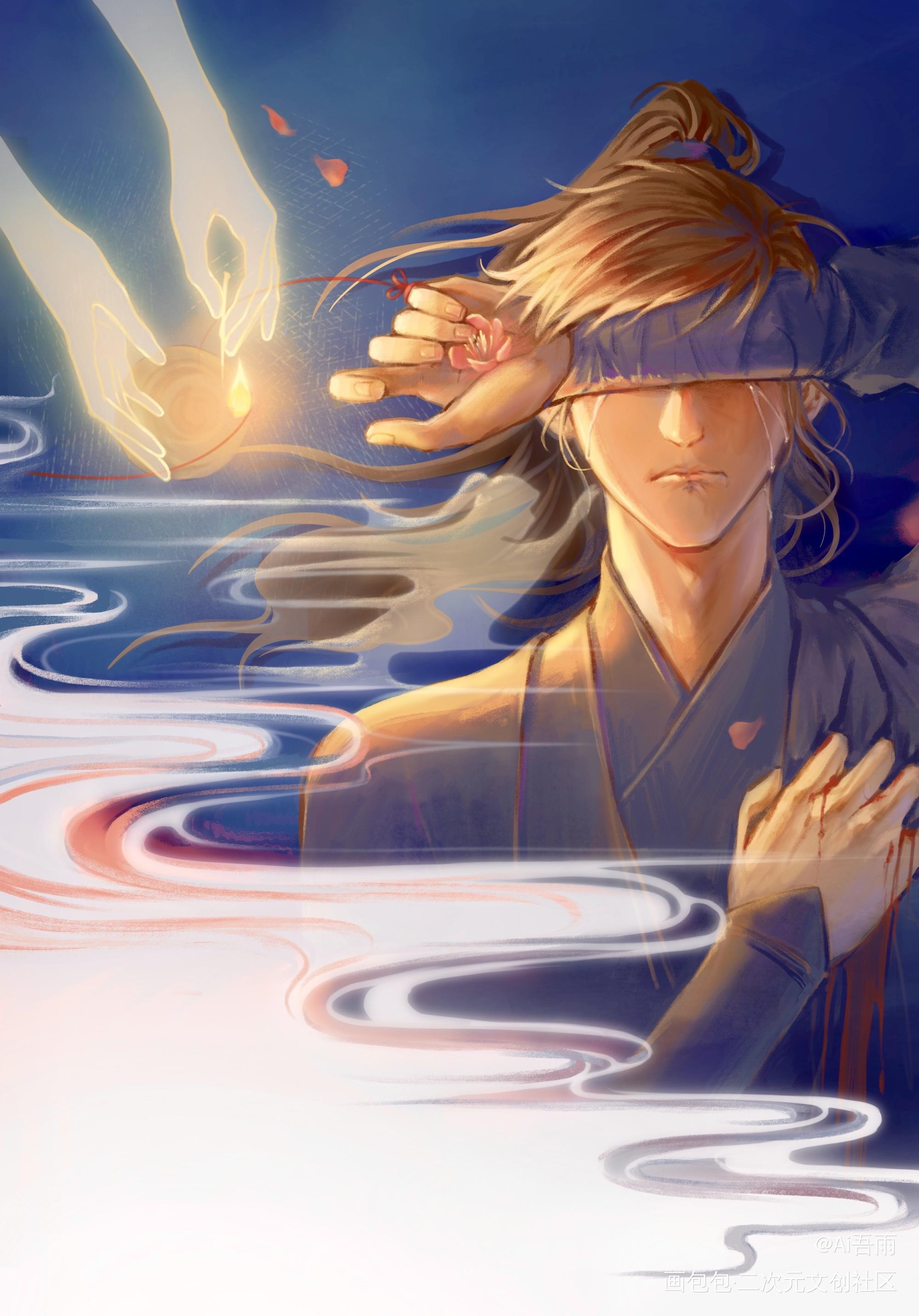 哭哭狗子_二哈和他的白猫师尊燃晚墨燃绘画作品