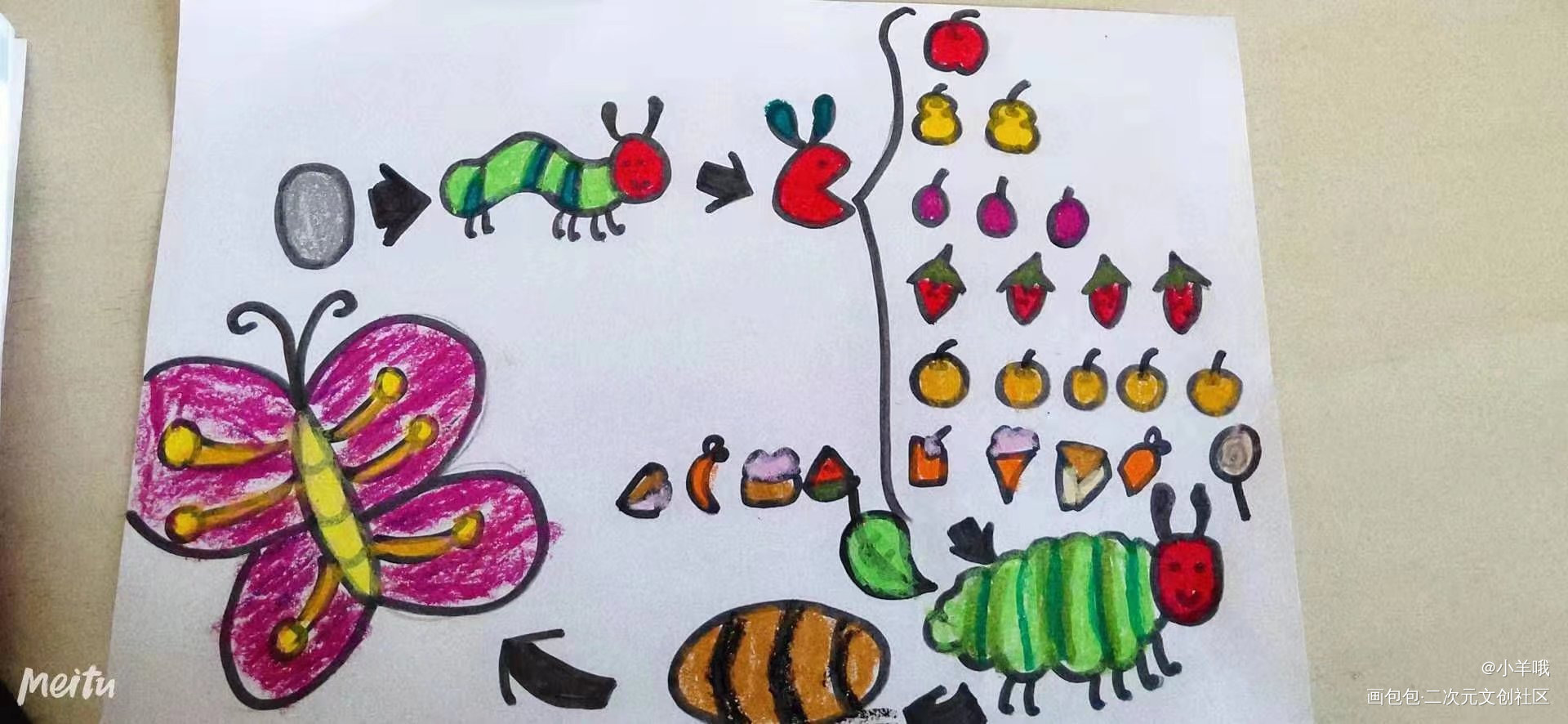 春日蝴蝶_摸鱼页绘画作品