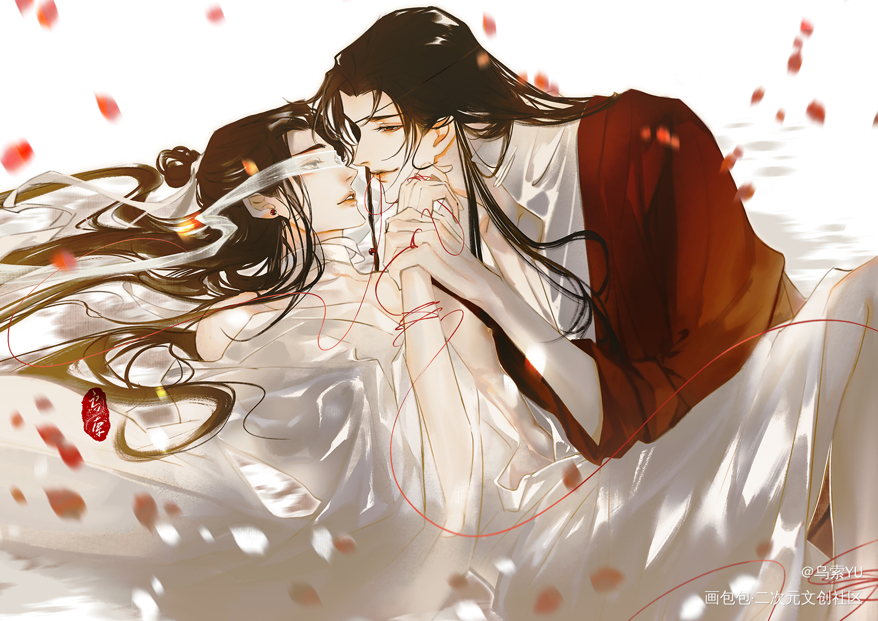 去年给城主的生贺图_天官赐福花怜同人墨香铜臭绘画作品