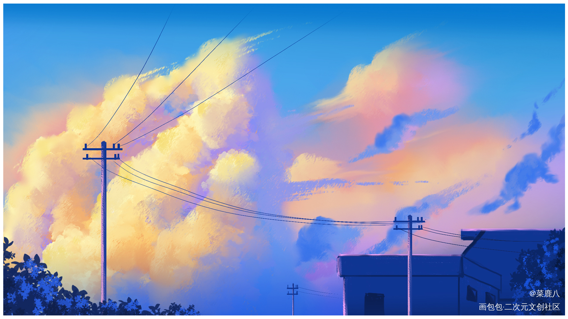【云14】_厚涂场景插画云朵场景绘画云场景插画风景板绘插画板绘绘画作品