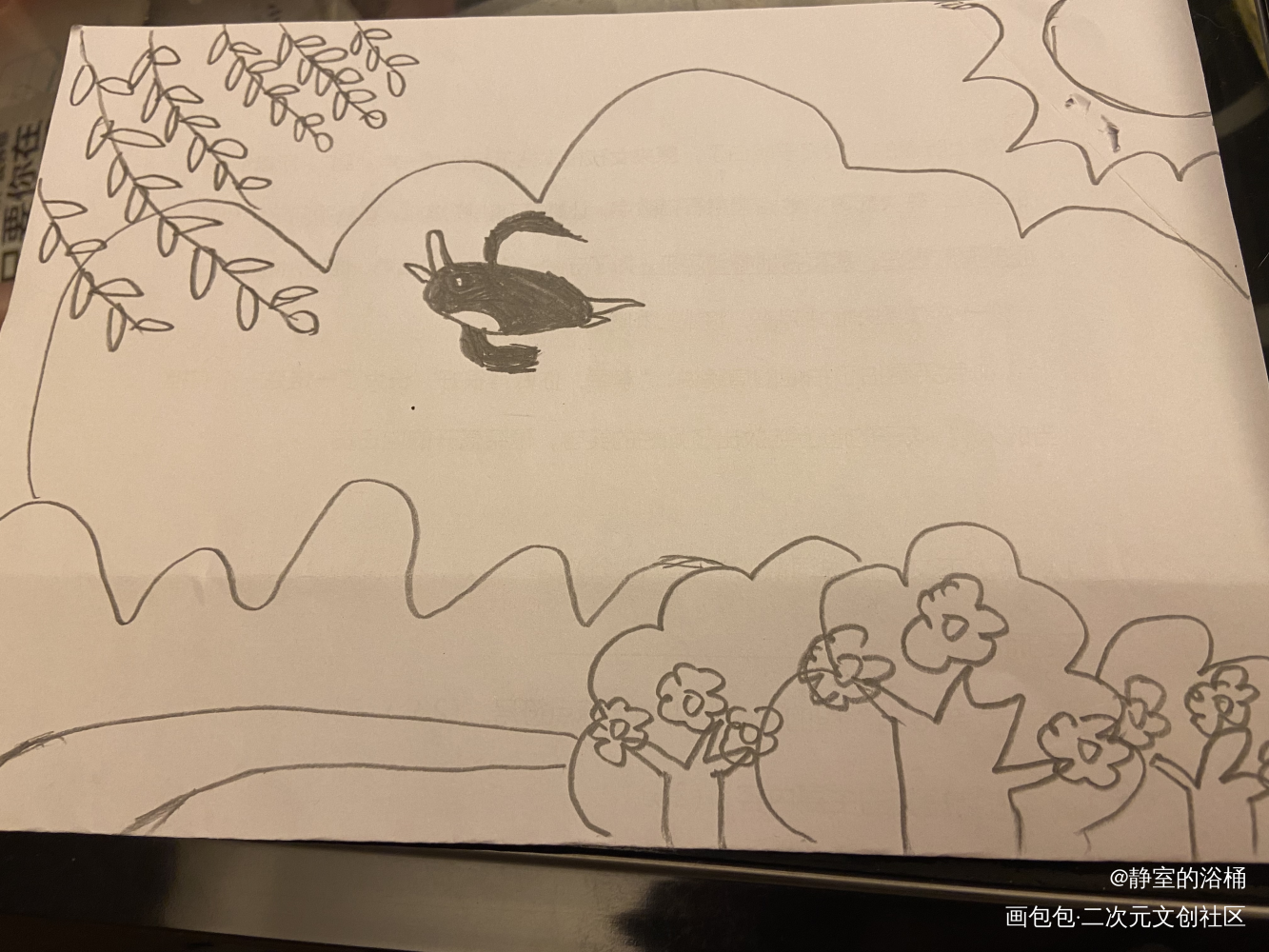 春景_黑白简笔绘画作品
