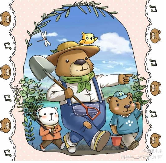 种树去呀_平涂绘画作品