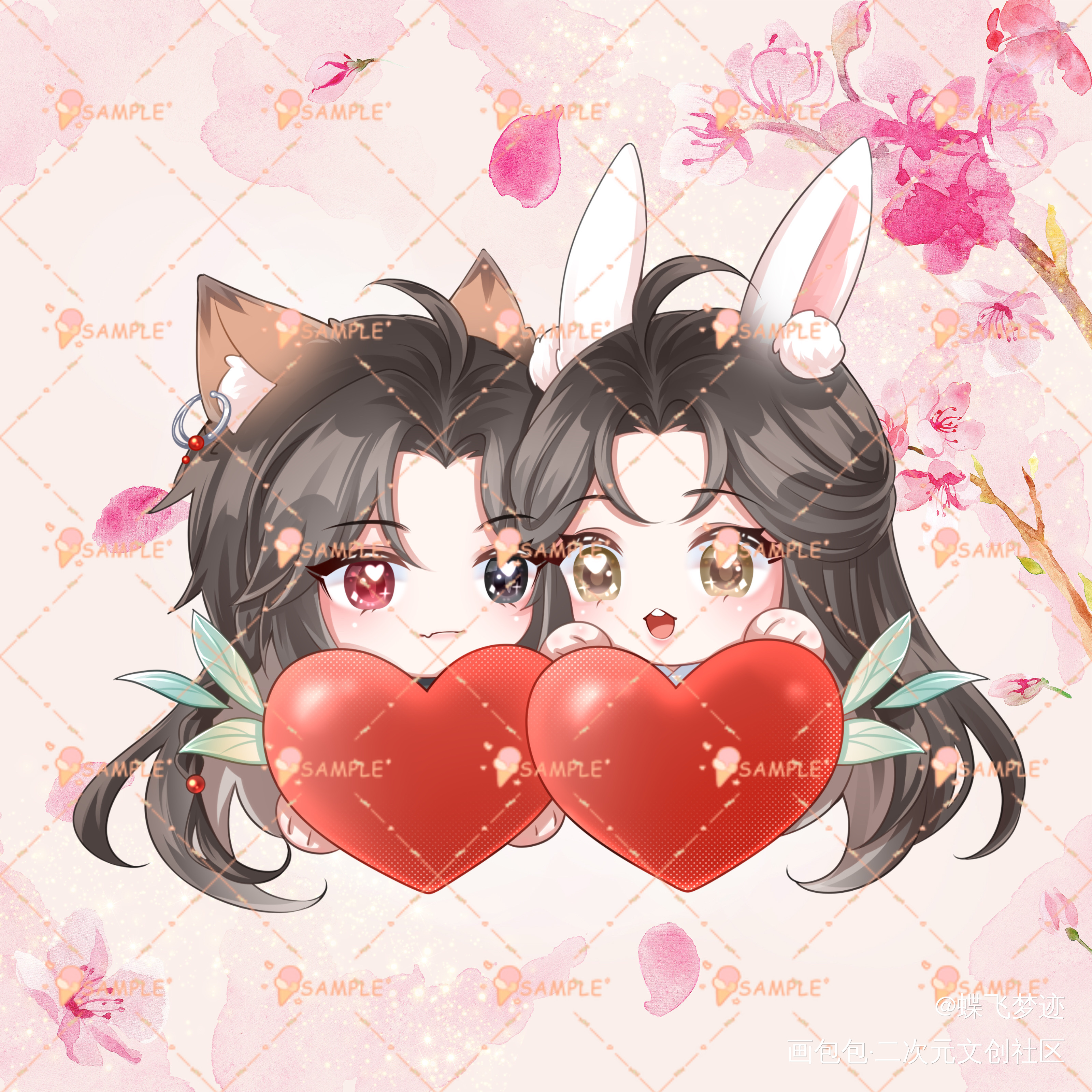 粉色浪漫61花怜_天官赐福花怜q版我要上首推绘画作品