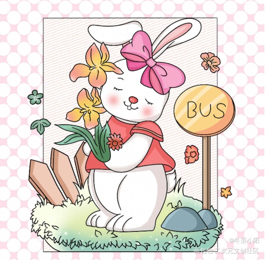 系兔几_平涂绘画作品