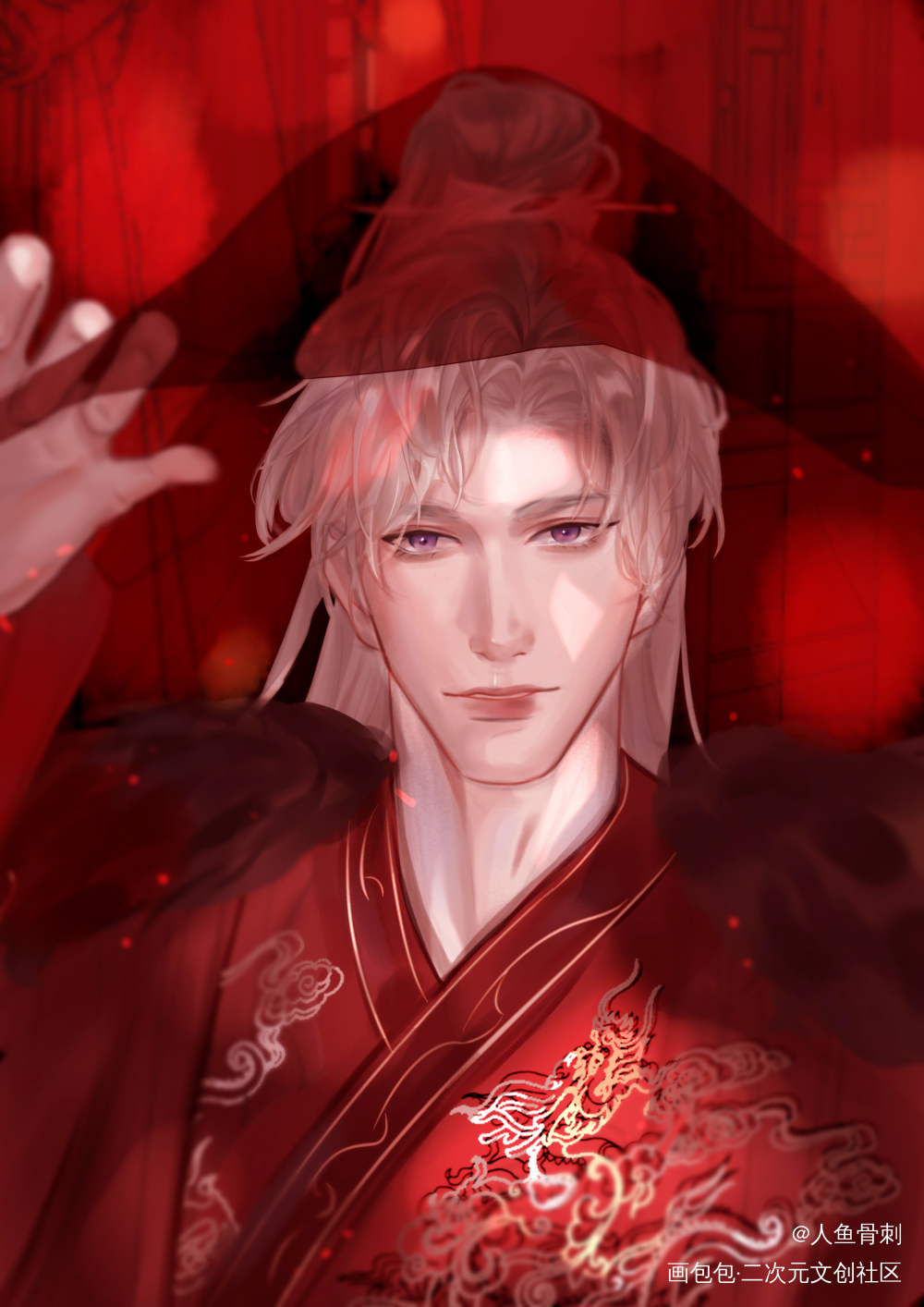 古风成婚查理苏_光与夜之恋查理苏古风厚涂头像插画约稿板绘绘画作品