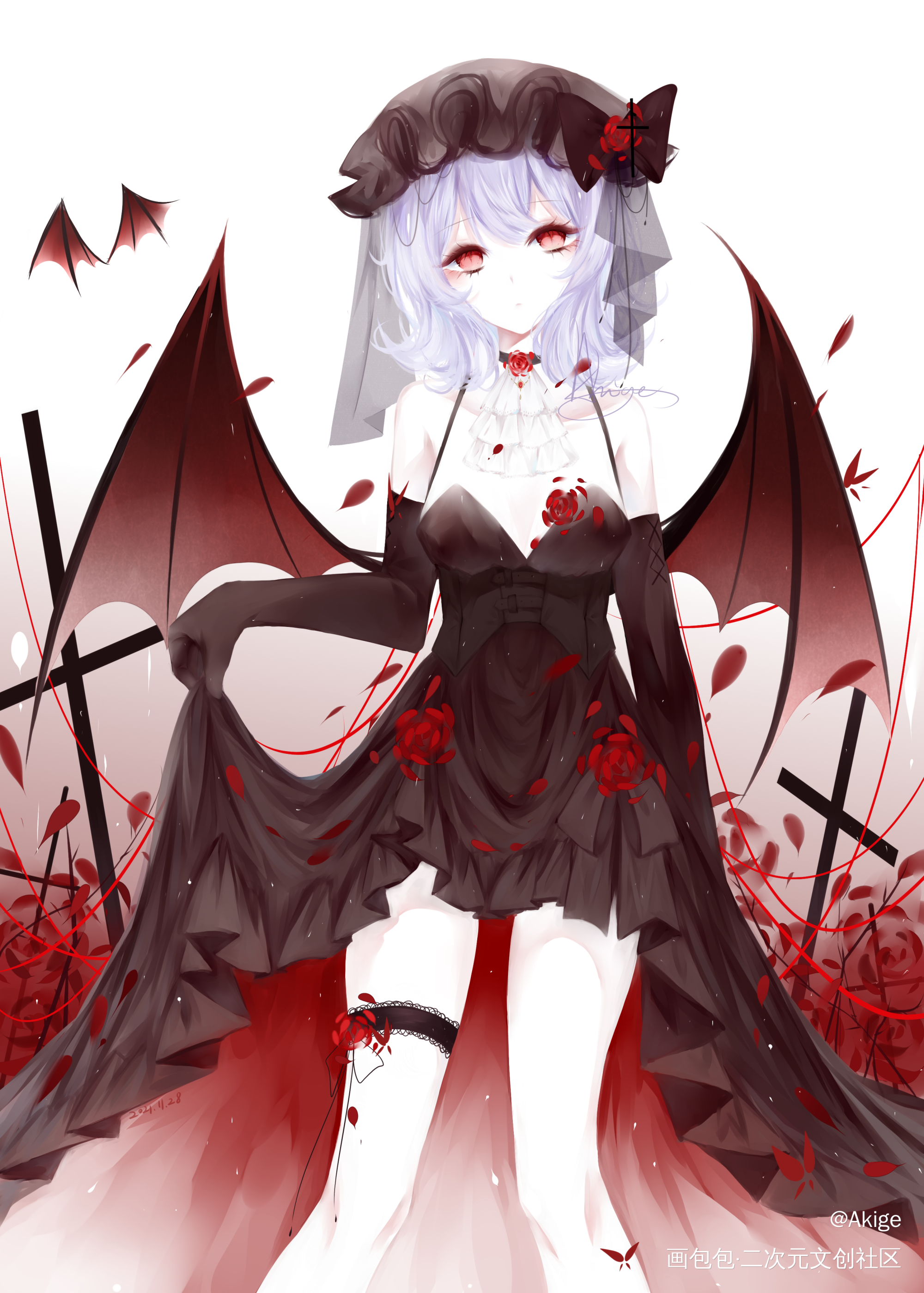 ◆_东方project古明地觉蕾米莉亚黑白板绘绘画作品