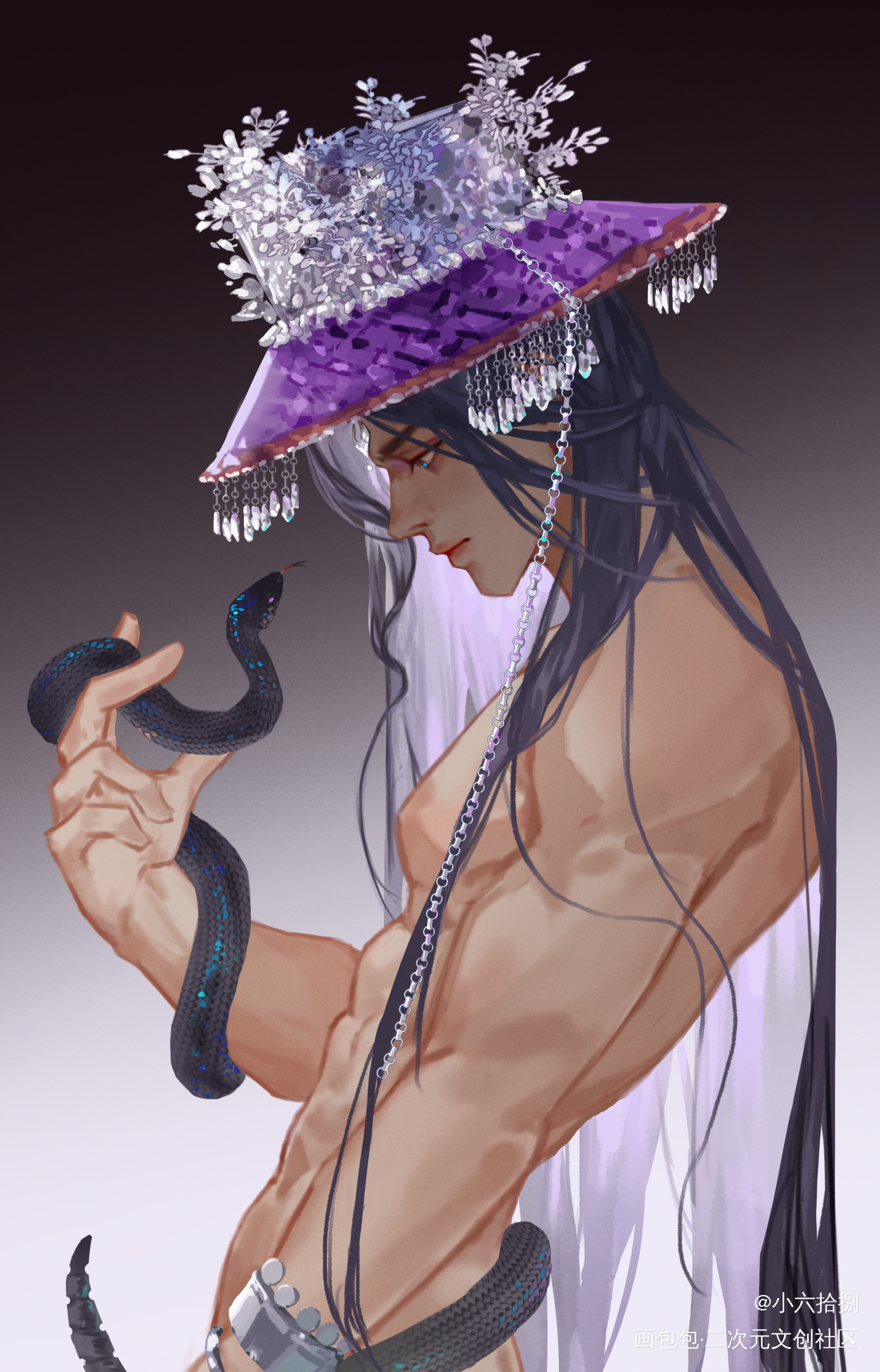 蛇_板绘涂摸鱼页厚涂绘画作品