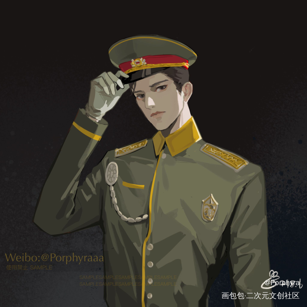 【开授权】黎朔民国制服pa_谁把谁当真188男团黎朔绘画作品