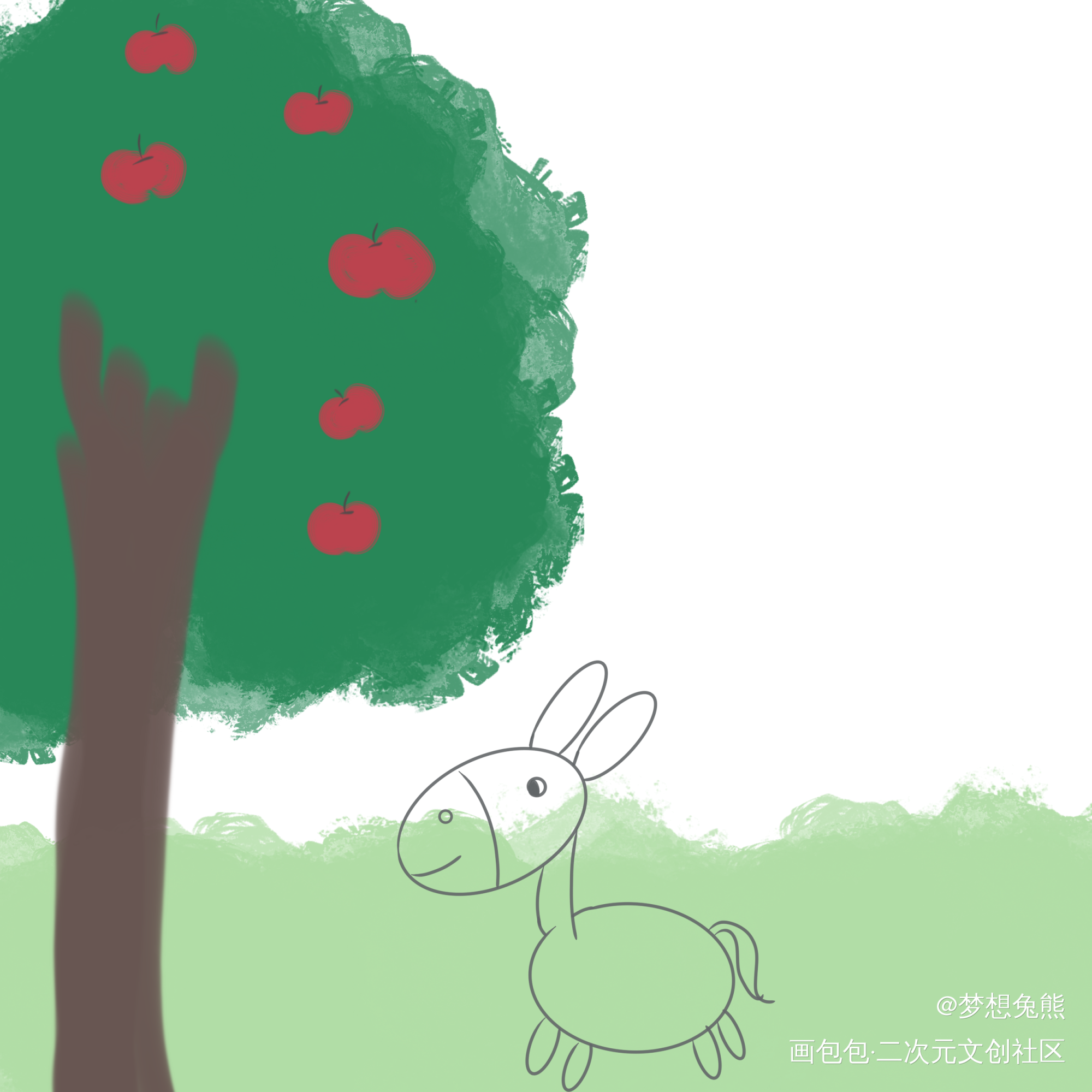 今日份小苹果_摸鱼页绘画作品