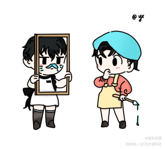 李简_你却爱着一个傻逼李简李玉简隋英Q版绘画绘画作品