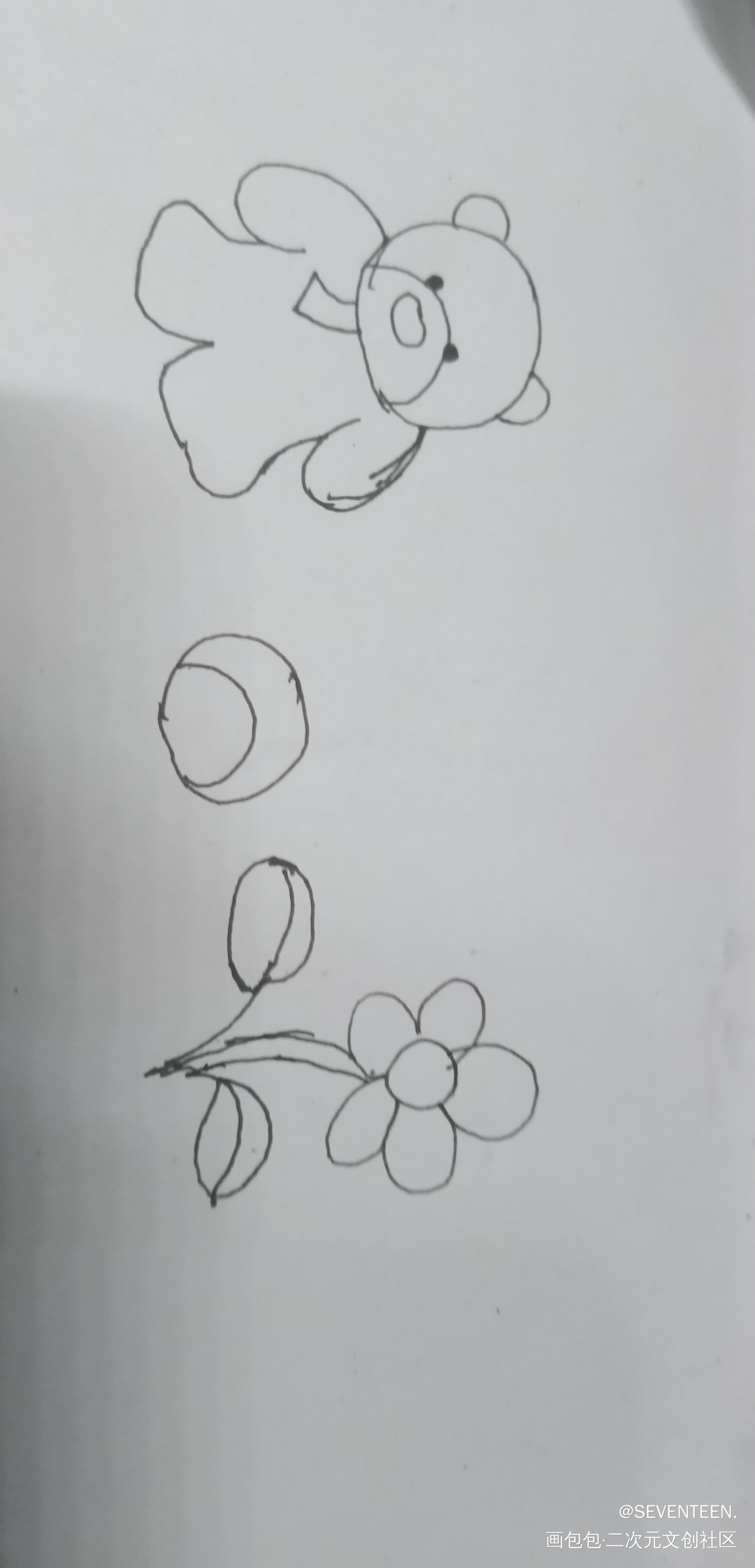熊_黑白简笔绘画作品