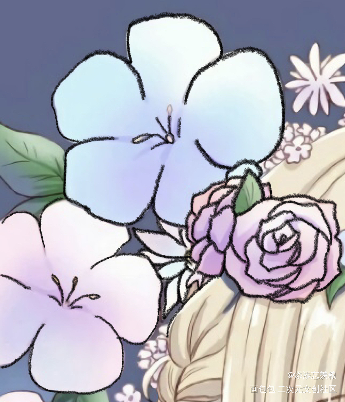 死线打卡，漂亮花花_花画画临摹绘画作品