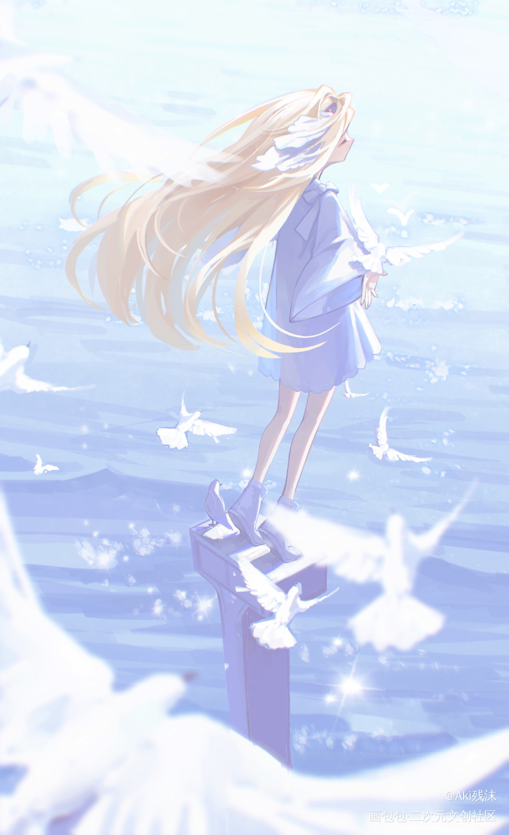 飞鸟啊_板绘涂厚涂日系插画绘画oc绘画作品