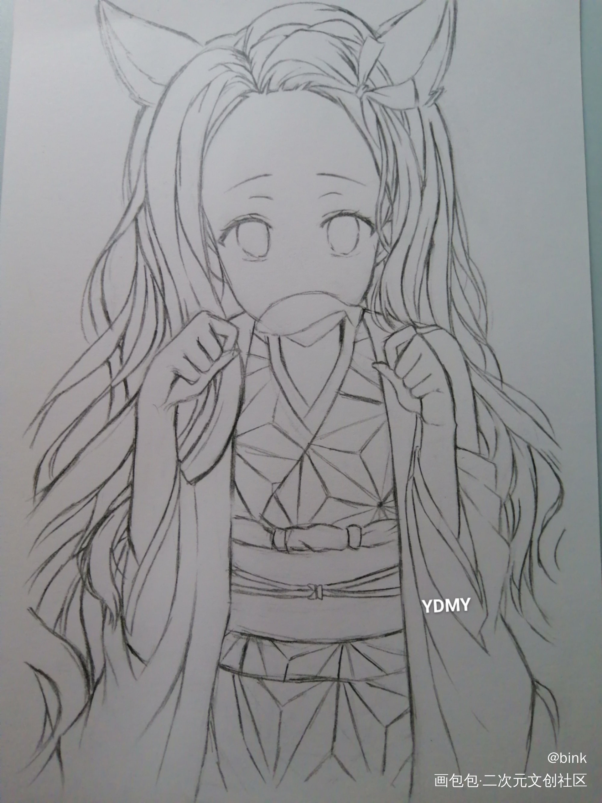 日常（二）_鬼灭之刃灶门祢豆子弥豆子彩铅临摹绘画作品