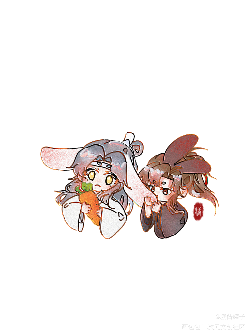兔饱饱_魔道祖师忘羡指绘绘画作品
