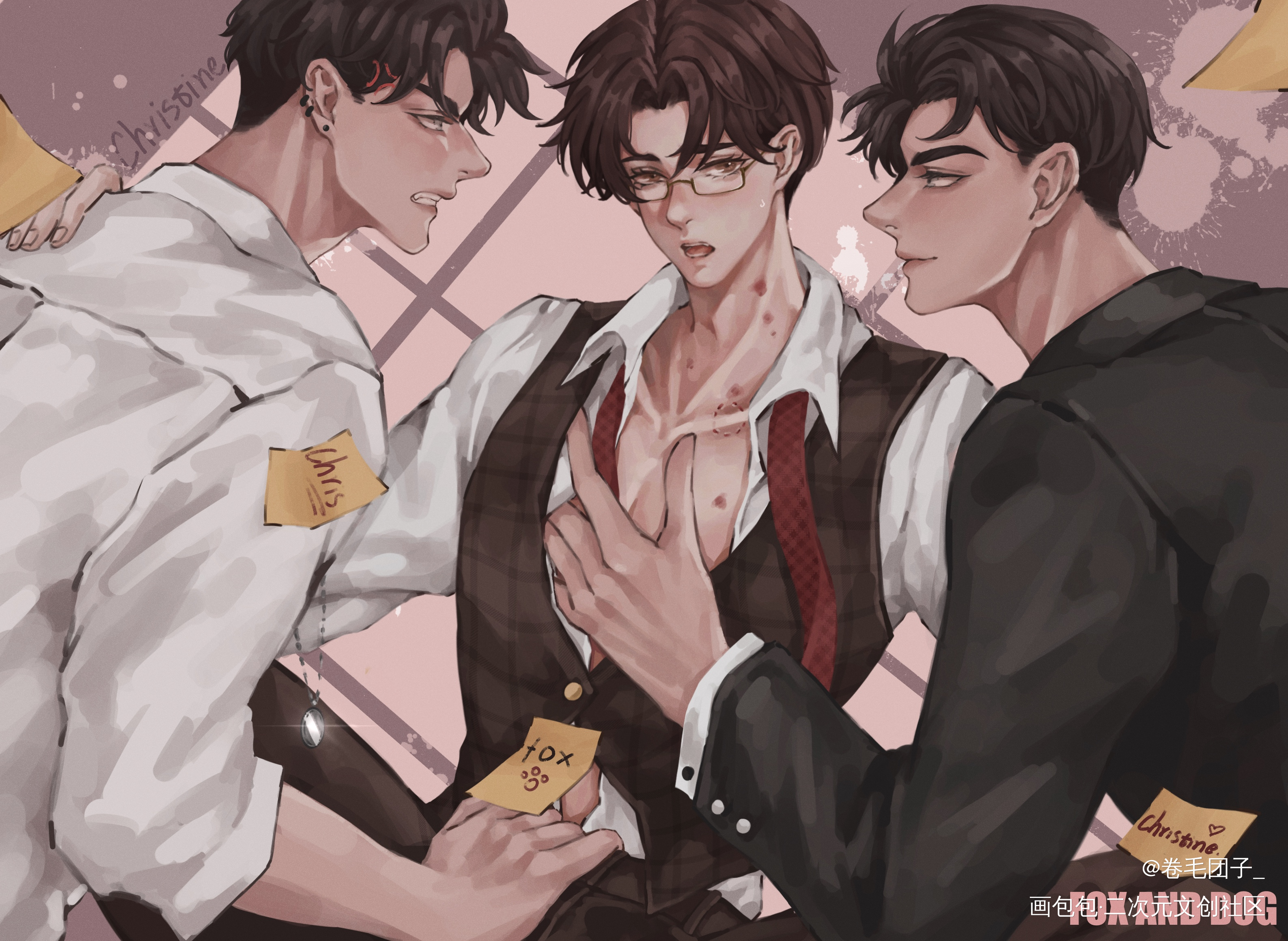 两只小狼狗_针锋对决原顾原炀顾青裴板绘涂绘画作品