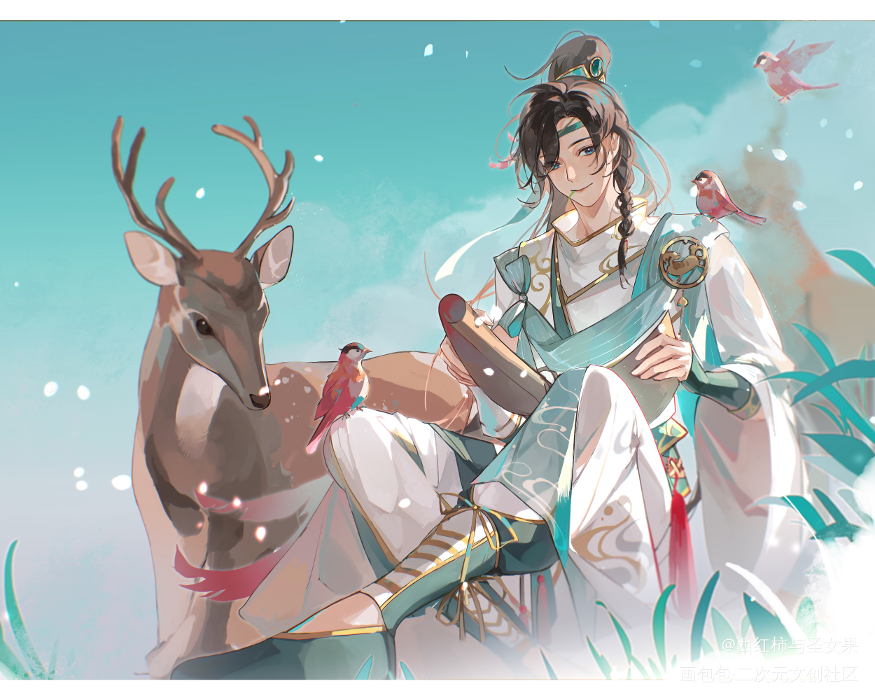 画了小鹿_花亦山心之月绘画作品