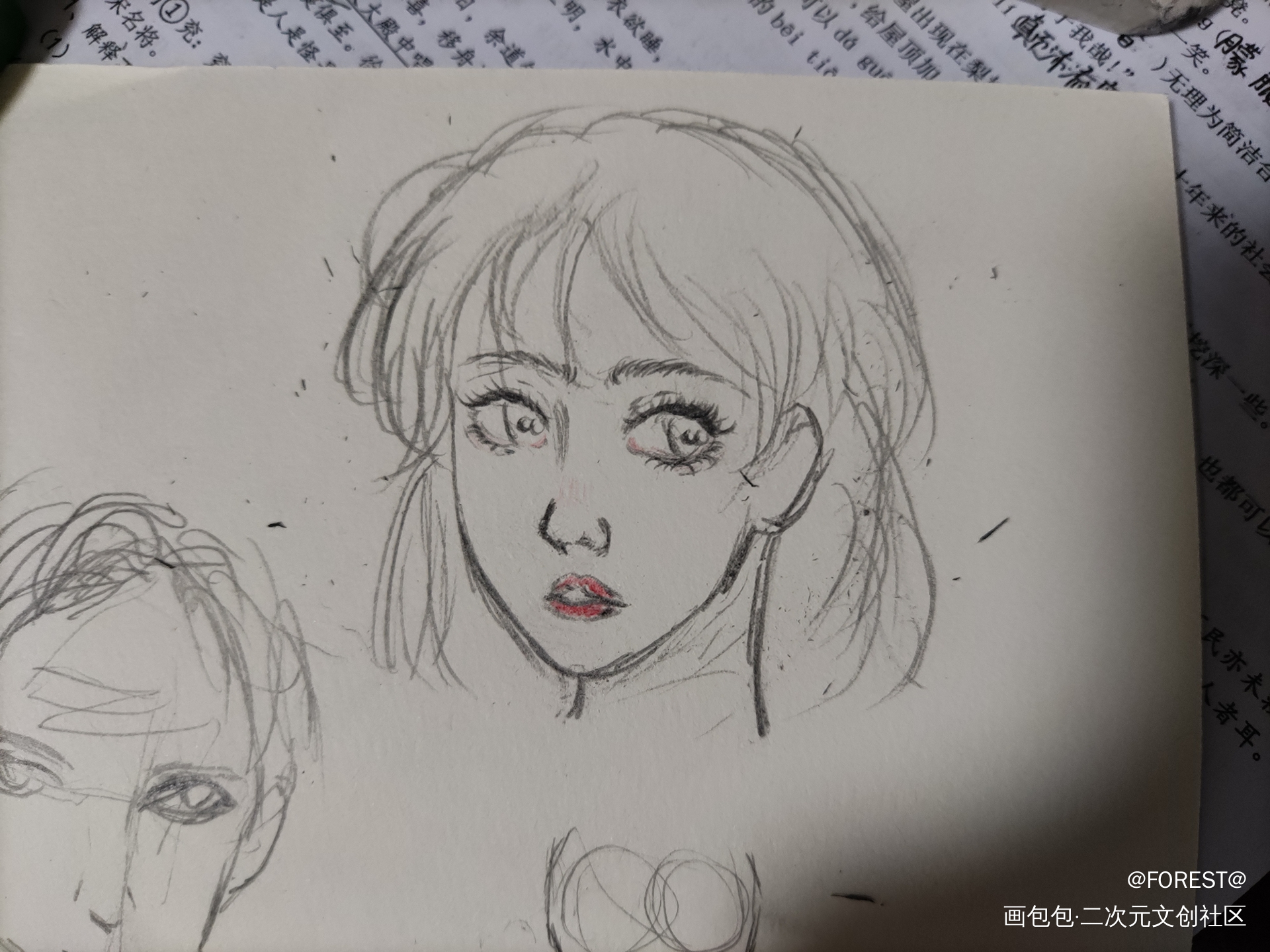 摸鱼_铅笔绘画作品