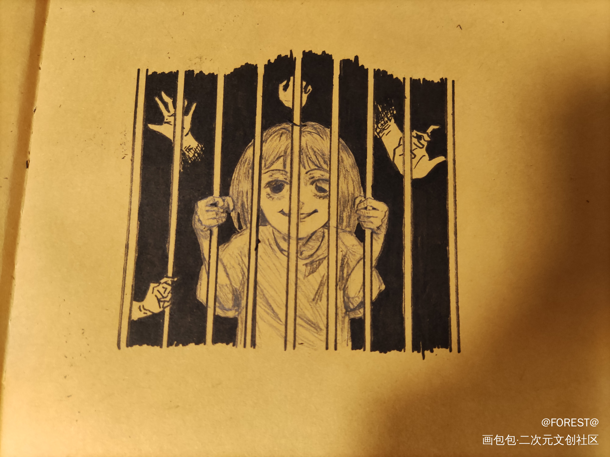摸鱼_铅笔绘画作品