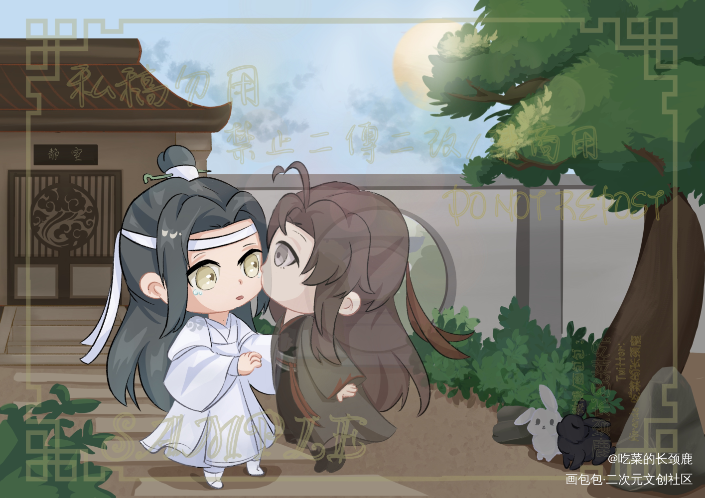 ?稿子_魔道祖师忘羡蓝忘机魏无羡蓝忘机魏无羡Q版墨香铜臭绘画作品