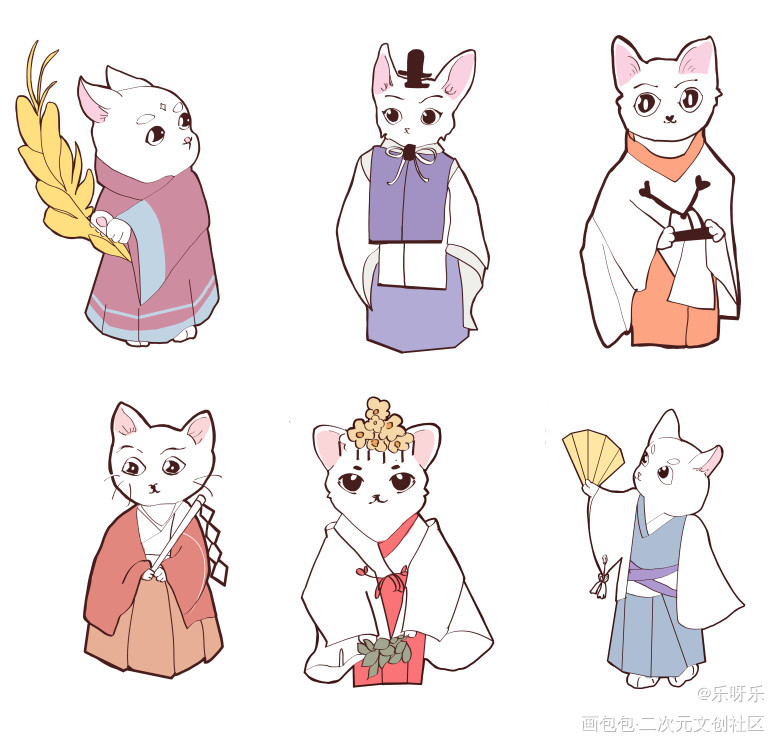 神社里的猫猫_动物和风猫绘画作品