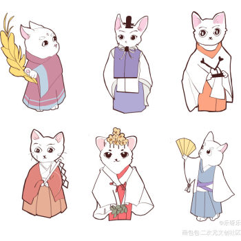 神社里的猫猫_动物和风猫绘画作品