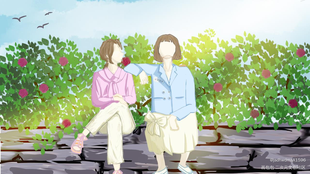 闺蜜_摸鱼页绘画作品
