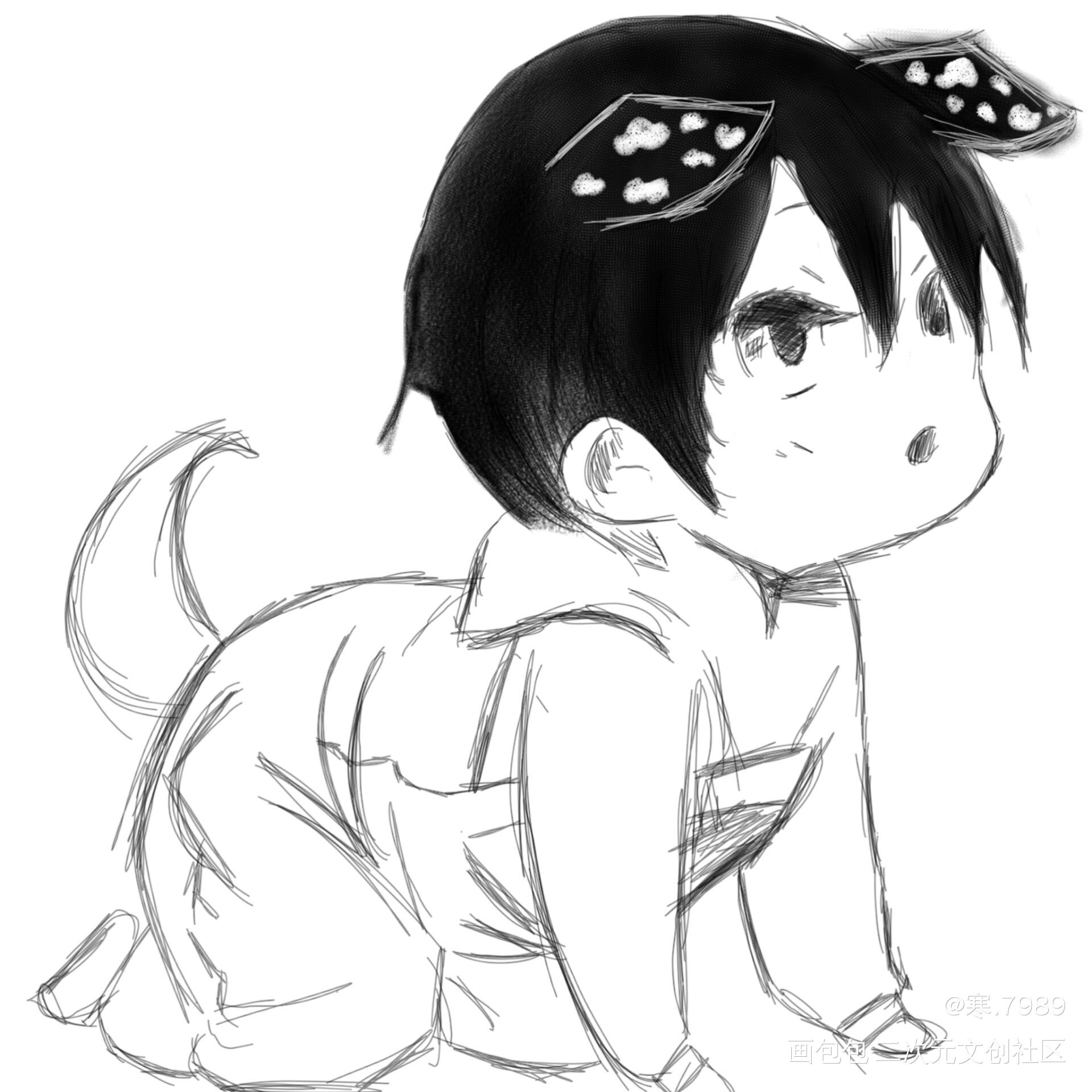 一个平平无奇的稿_铅笔绘画作品