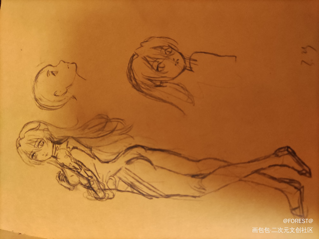 摸鱼_铅笔摸鱼页绘画作品
