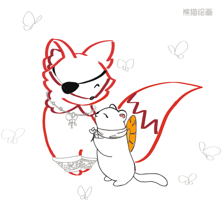 狐鼬贴贴～我为花怜打call！_天官赐福花怜我要上首推花城0610生日快乐摸鱼绘画绘画作品