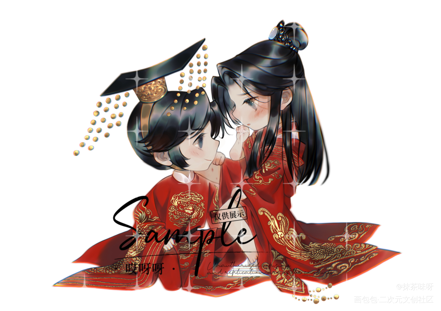 燃晚古装大婚_二哈和他的白猫师尊燃晚Q版绘画作品