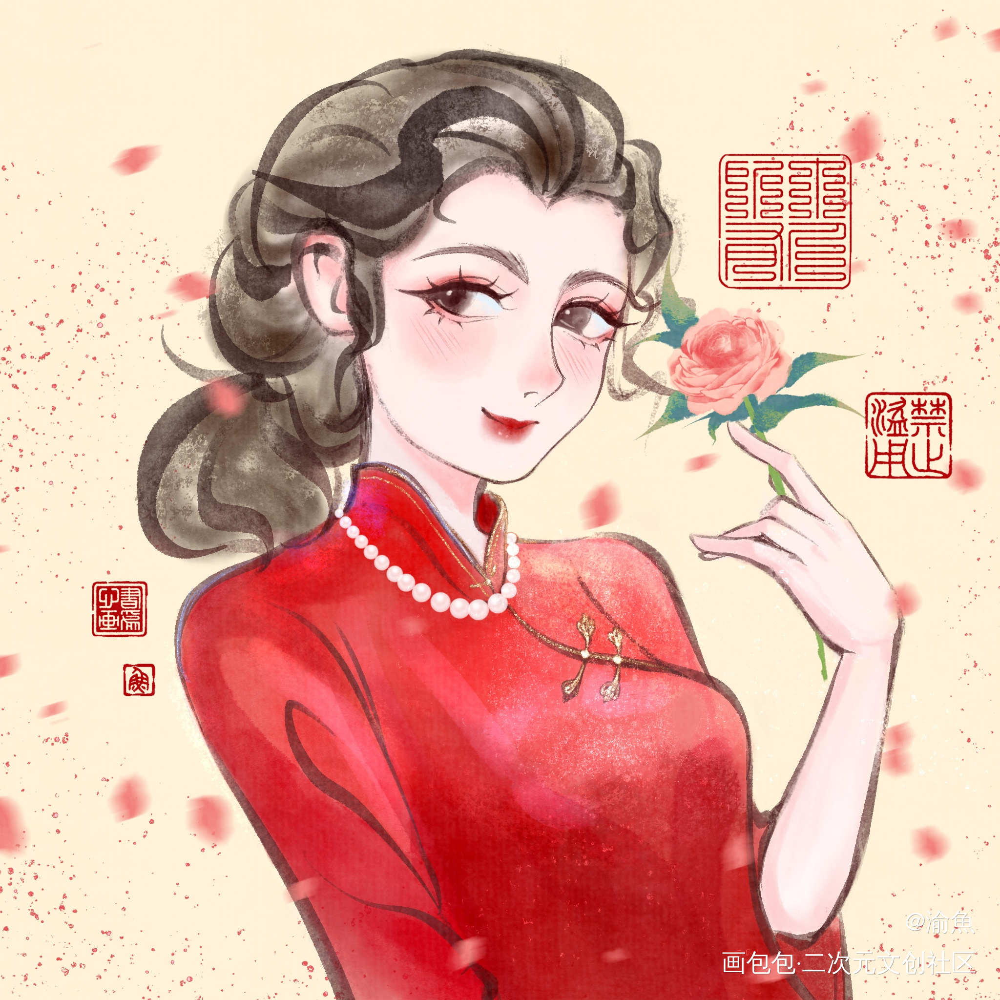 画给妈妈的头像_节日赛璐珞水墨中国风礼物头像摸鱼板绘oc绘画绘画