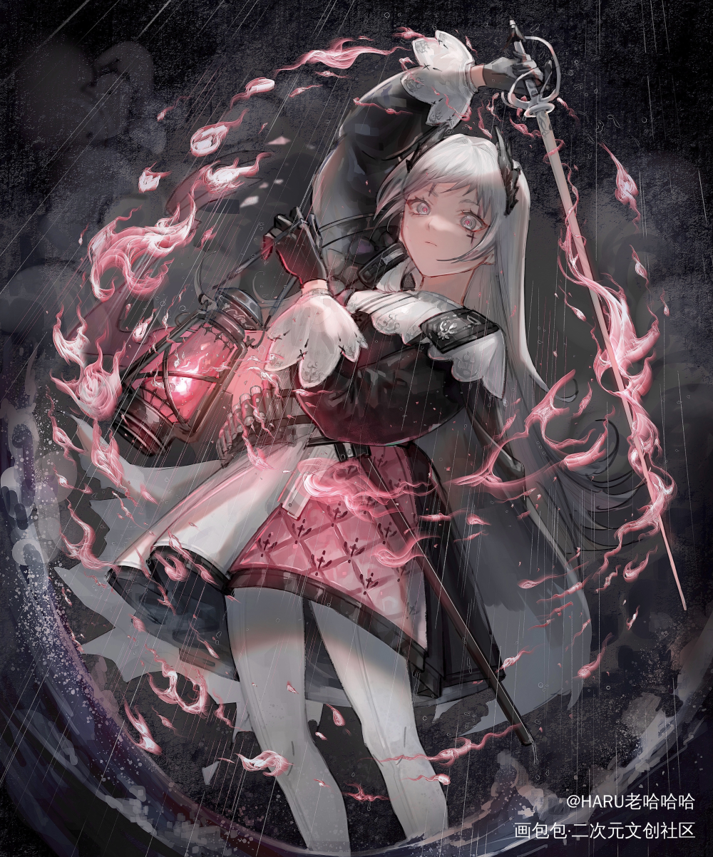 摸个小鸟_明日方舟日系插画同人艾丽妮板绘绘画绘画作品