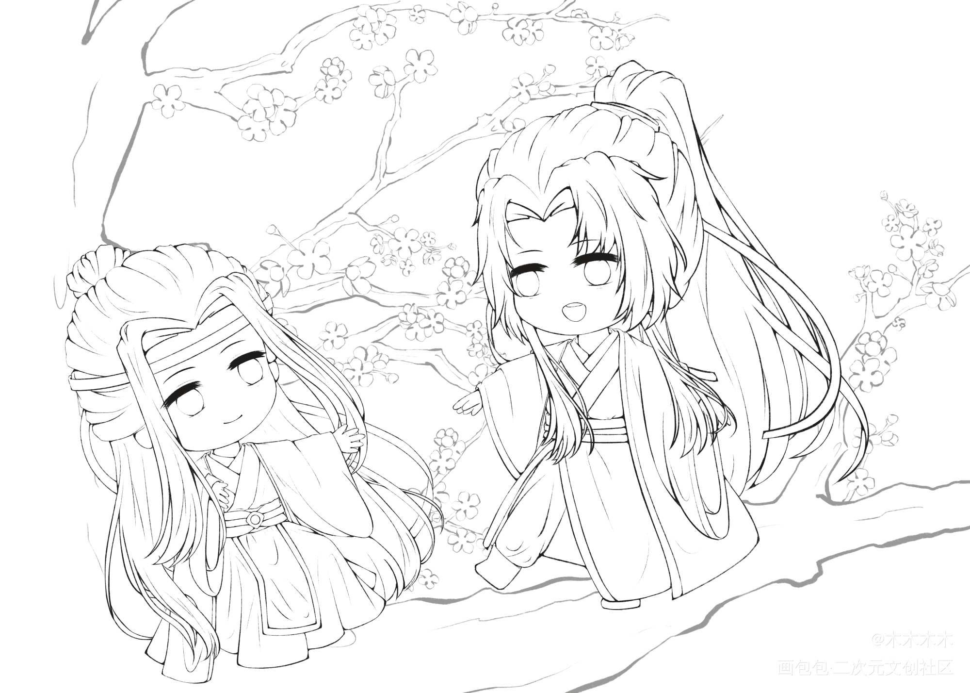 忘羡_魔道祖师忘羡Q版墨香铜臭绘画作品