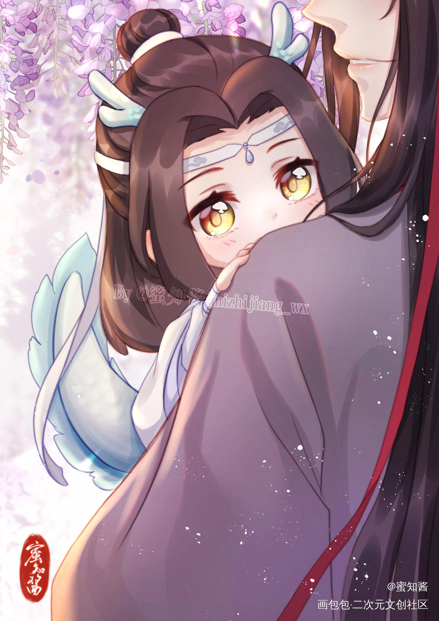 奶龙叽❤️奶狐羡_魔道祖师忘羡蓝忘机魏无羡平涂日系Q版我要上首推插画同人绘画作品