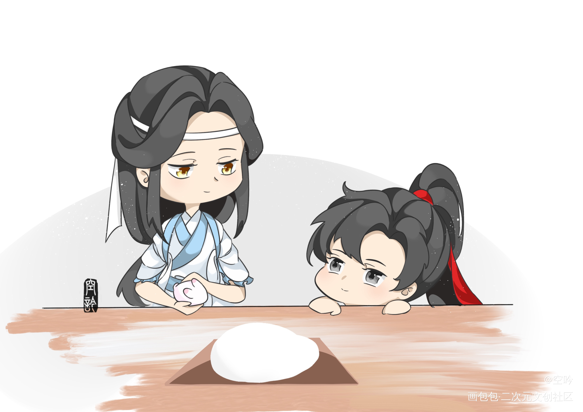 一个负责做，一个负责吃_魔道祖师忘羡绘画作品