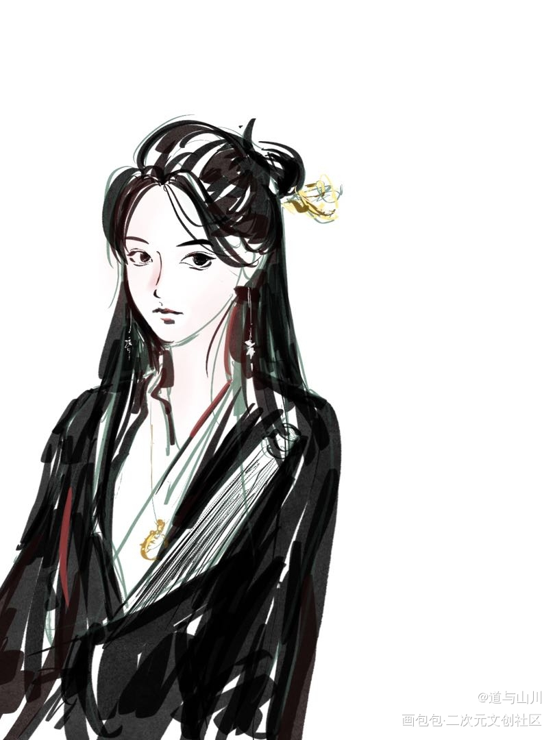 画的是这位美女姐姐  @伶_摸鱼页古风绘画作品