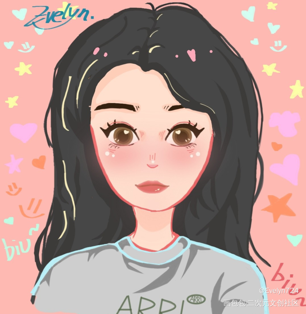 按照妈咪的形象为她画了鸭风头像_板绘涂节日摸鱼页绘画作品