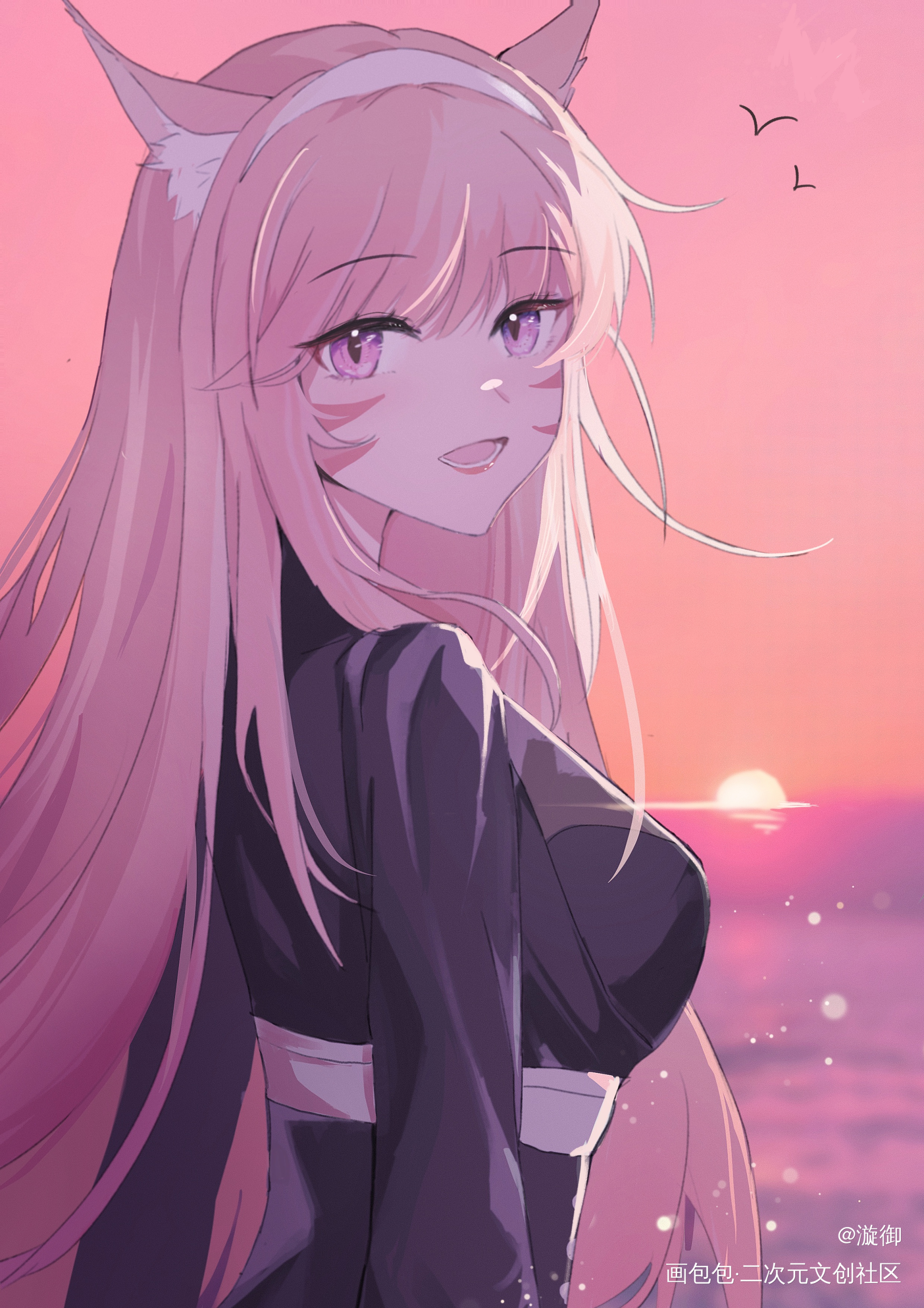 自家猫娘_平涂日系ff14绘画作品