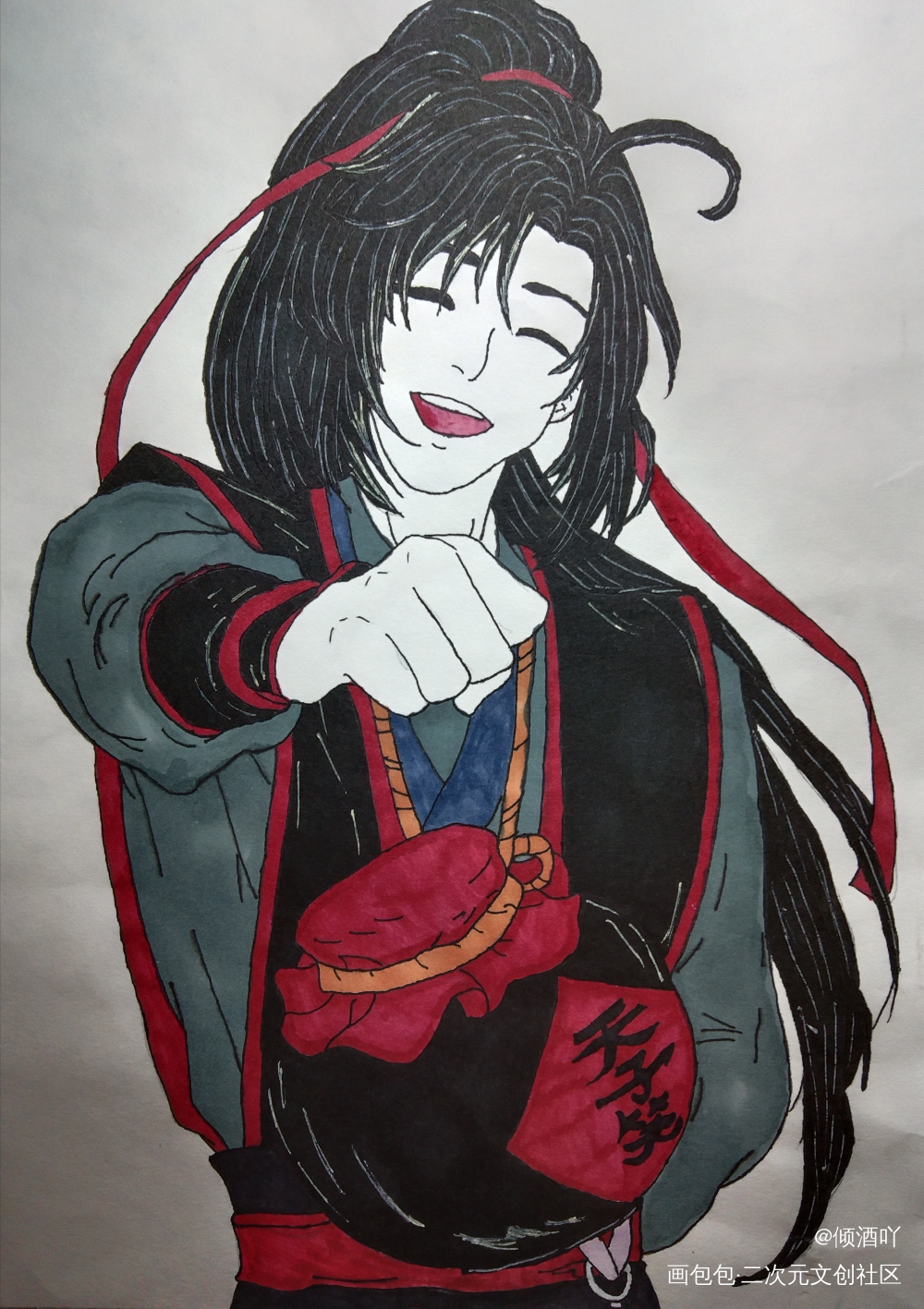 当年年少_魔道祖师魏无羡彩色漫画手绘临摹绘画作品