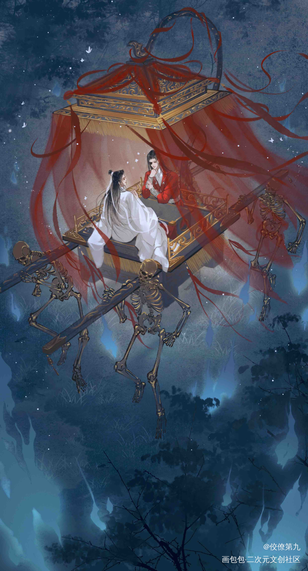 天官赐福花城谢怜_天官赐福花怜花城古风墨香铜臭绘画作品